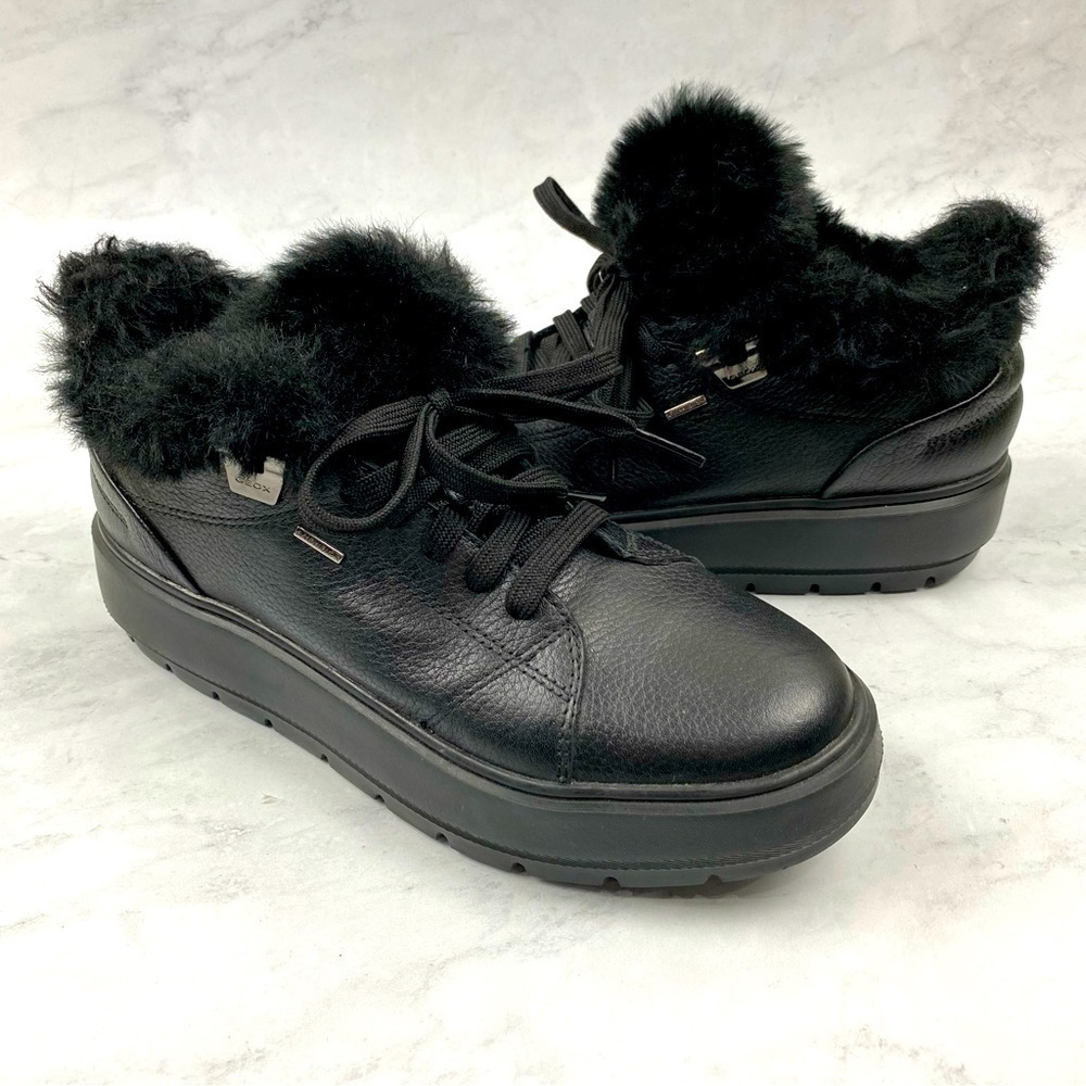 Geox Respira Kaula Italian Faux Fur Lined Lace Up Sneakers Tennis Shoes 6 (NWOT)